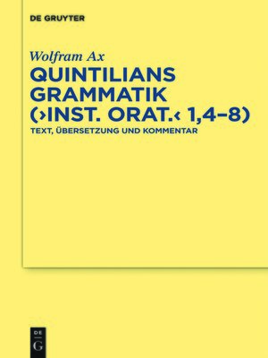 cover image of Quintilians Grammatik ("Inst. orat." 1,4-8)